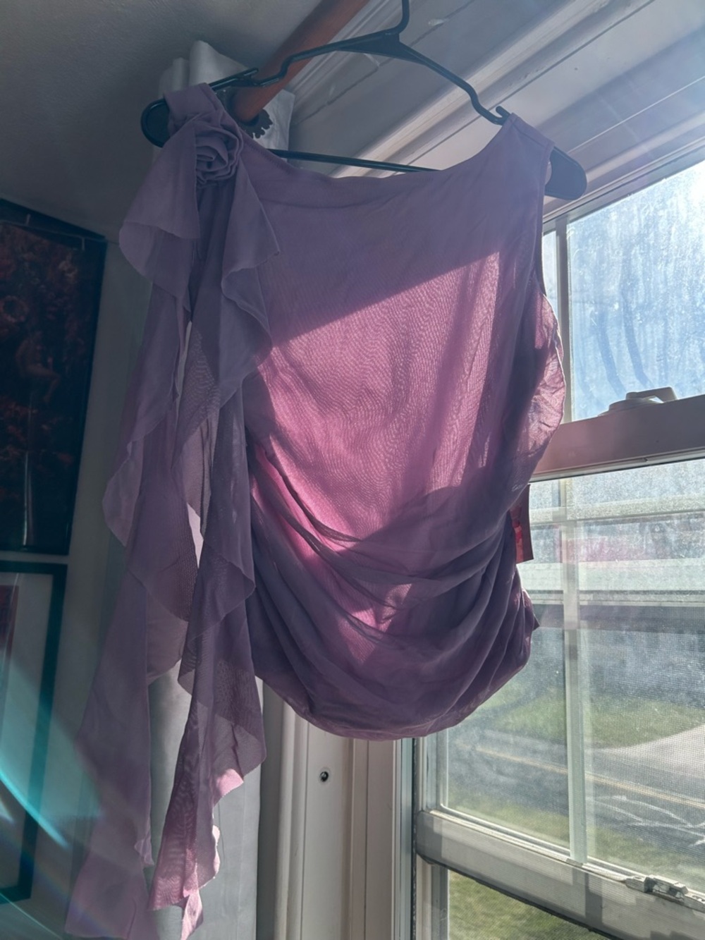 Eggplant Ruffle Draped Women's Top